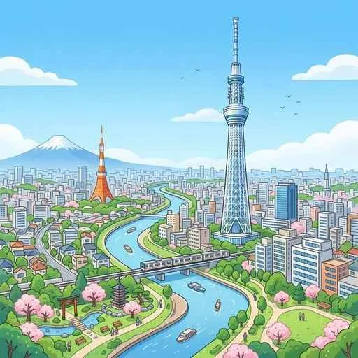 東京スカイツリーと関東平野